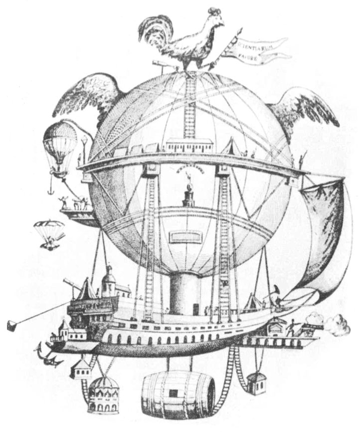 'Минерва' - воздушный корабль, предназначенный для исследования атмосферы. Утопический проект его был предложен Робертсоном в 1801 г.