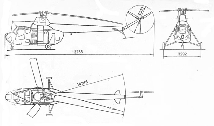 Модель вертолета из бумаги Як-24.